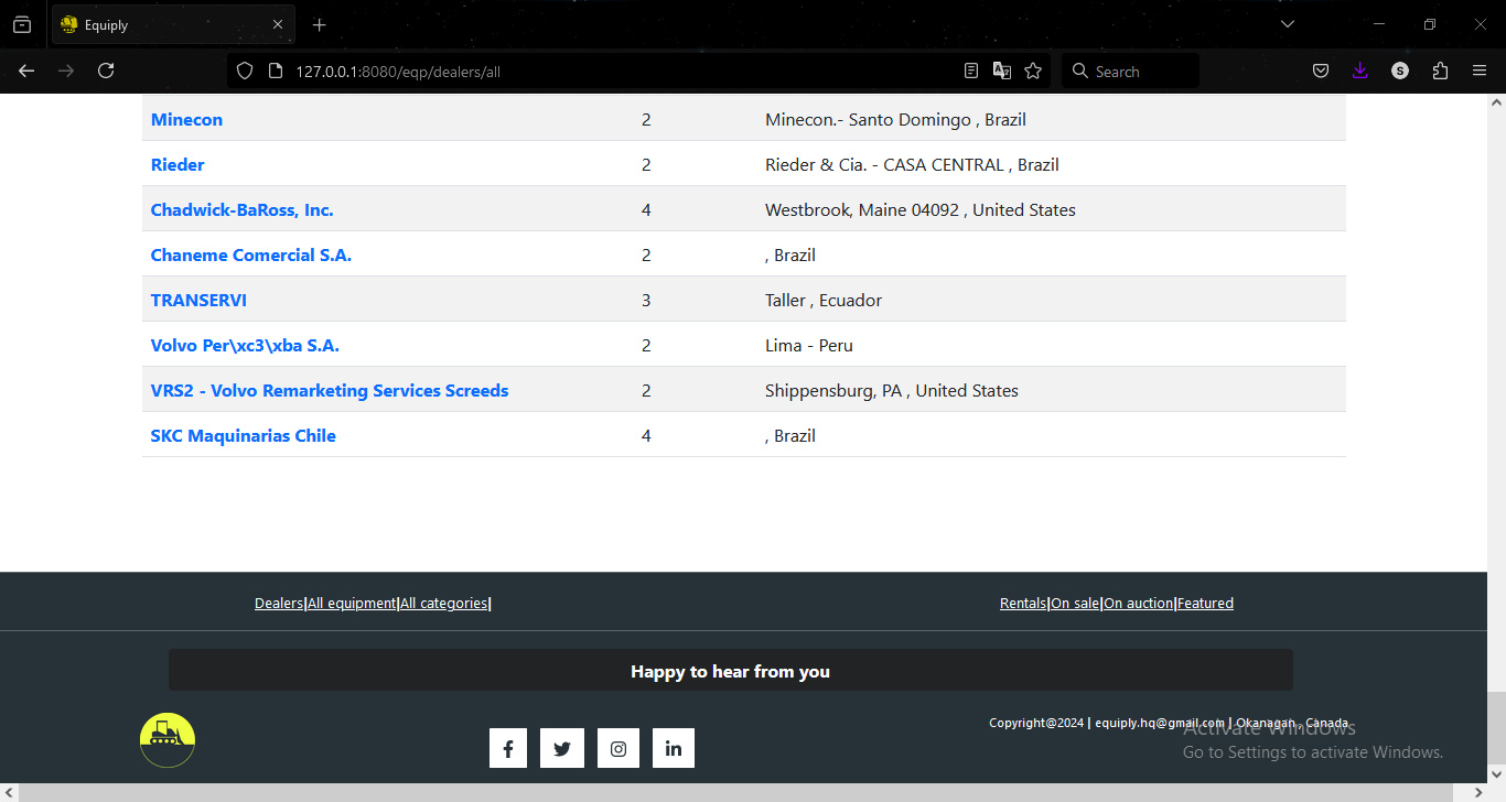 Screenshot of Equiply website